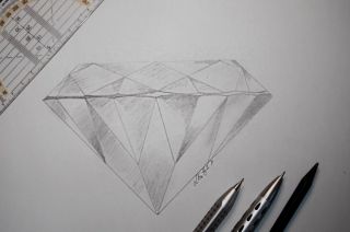 Рисунок алмаза карандашом