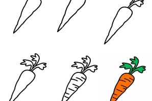 Морковь рисунок для детей карандашом
