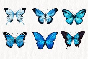 Синие бабочки рисунок