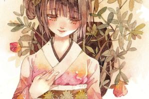 Девушка в кимоно рисунок