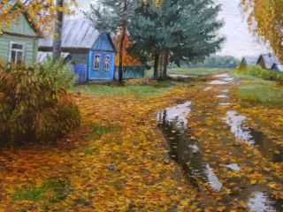 Осень в деревне живопись