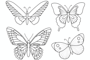 Раскраска бабочек много на одном листе