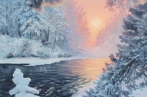 Нарисованный зимний пейзаж