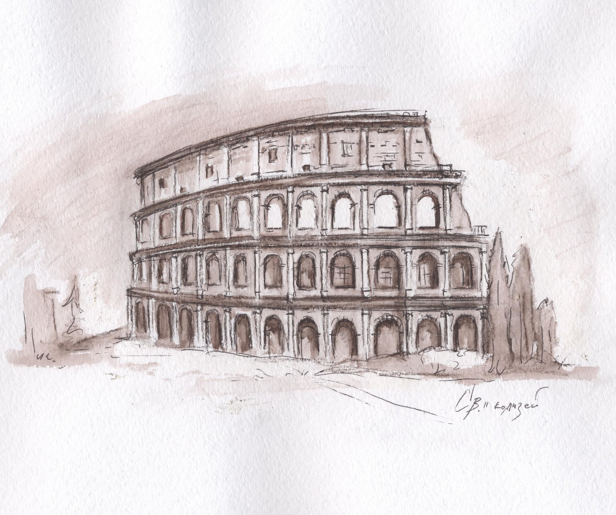 Древний Рим Колизей для срисовки