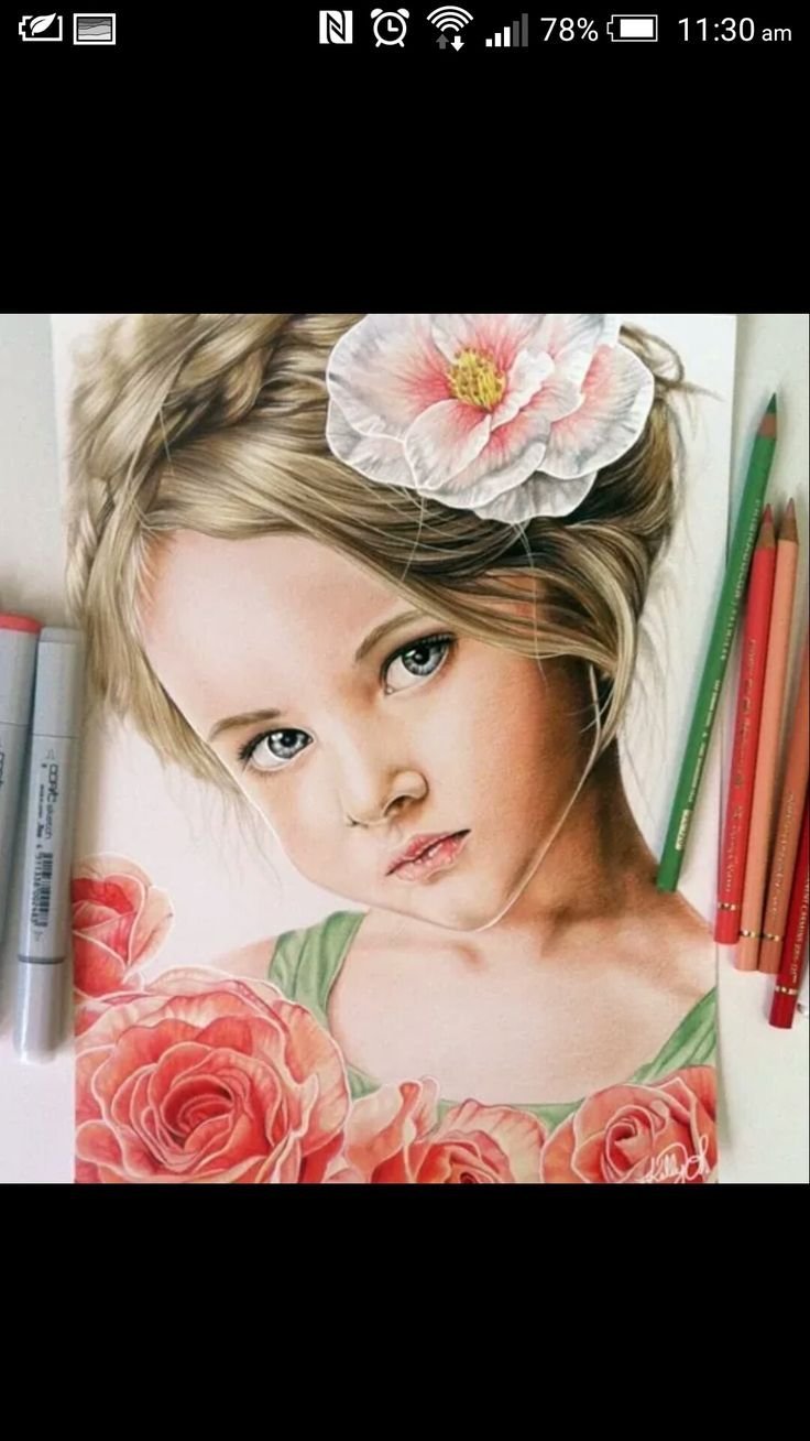 Портрет девушки цветными карандашами