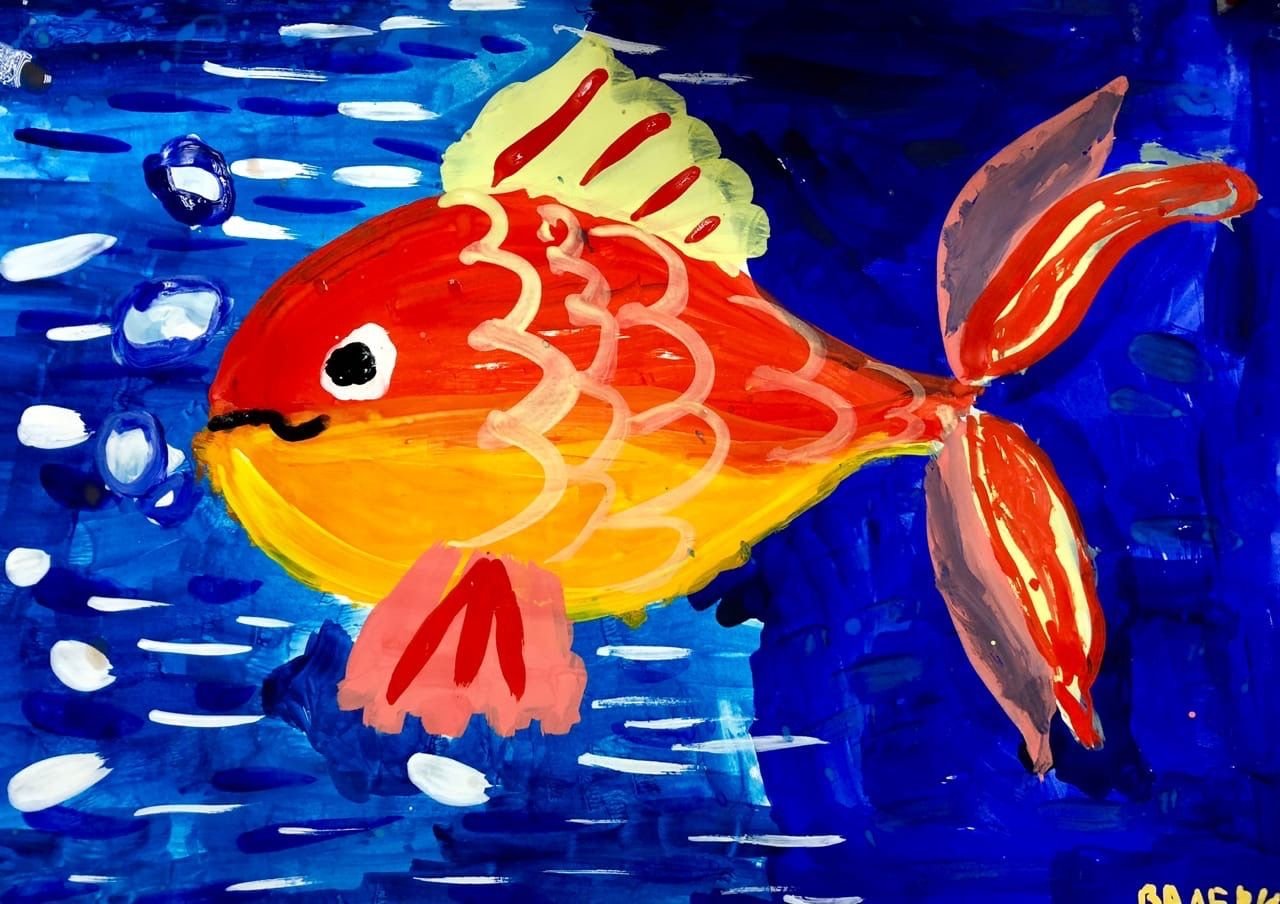 Рыбки красками для детей