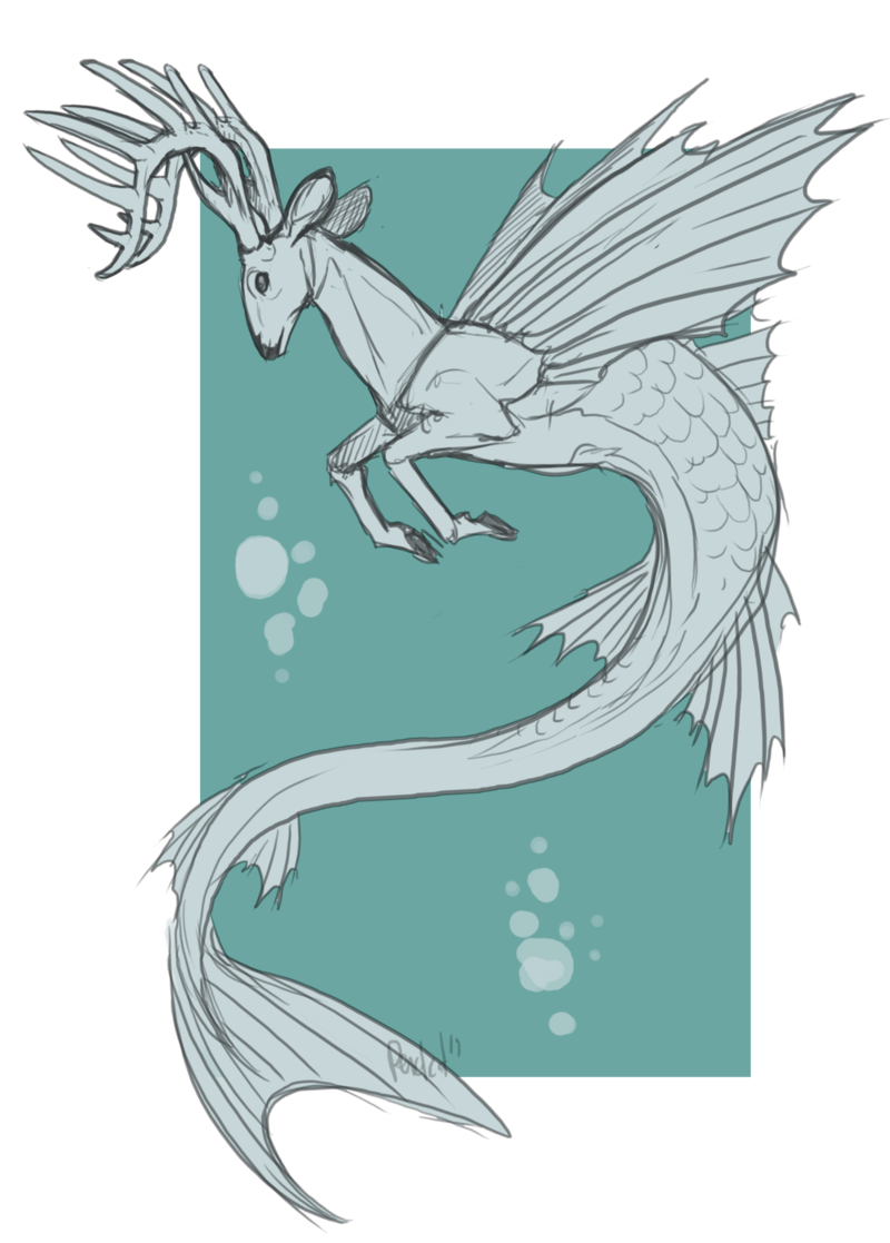 Рисунки мифических животных для скетчбука