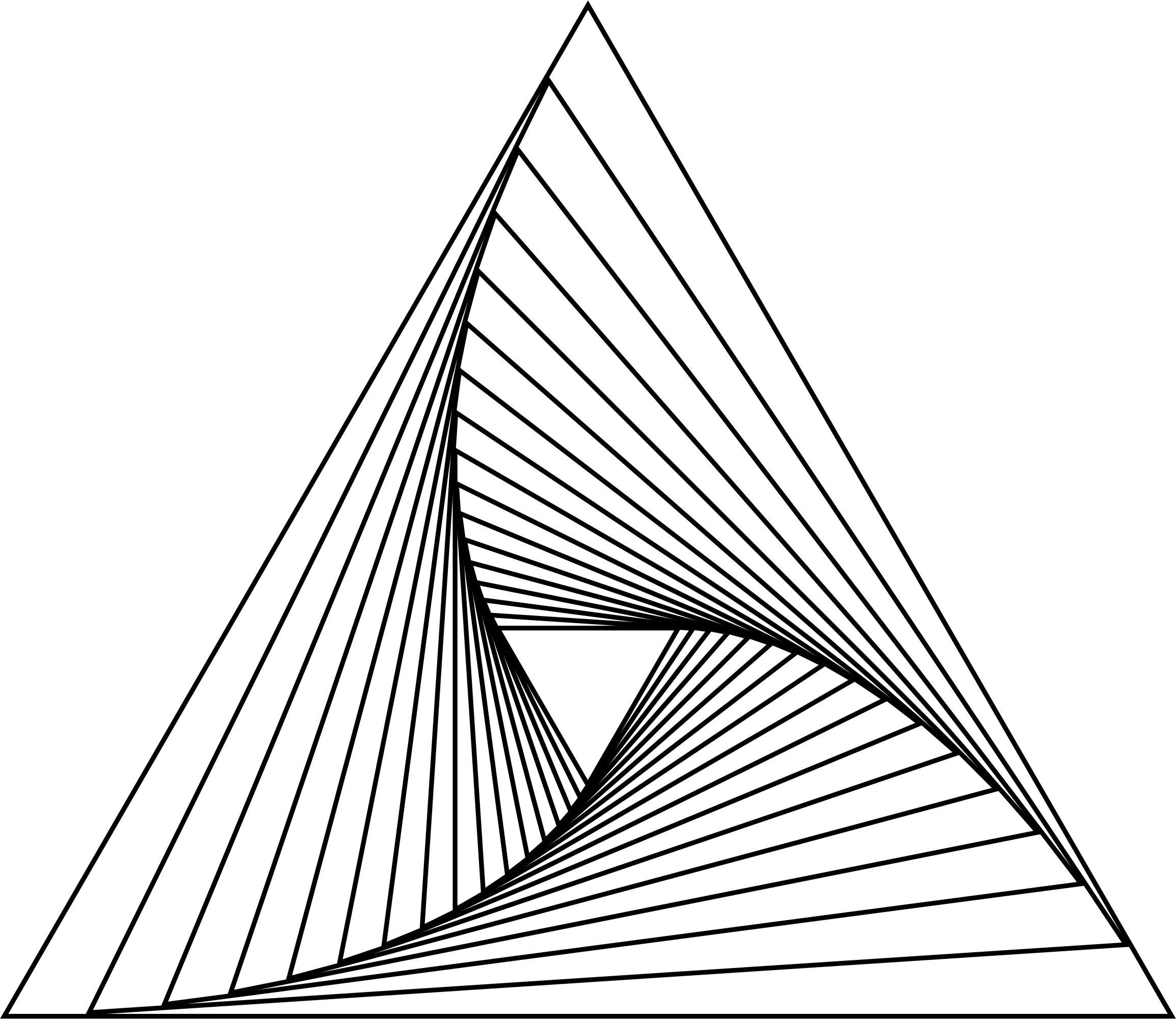 Криволинейный треугольник. Графические фигуры. Абстрактные фигуры. Графические линии. Геометрические линии на белом фоне.