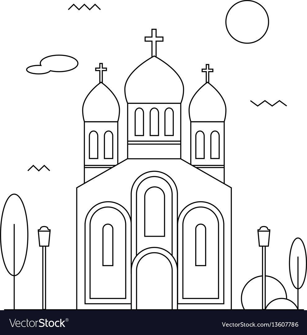 Как нарисовать церковь карандашом поэтапно