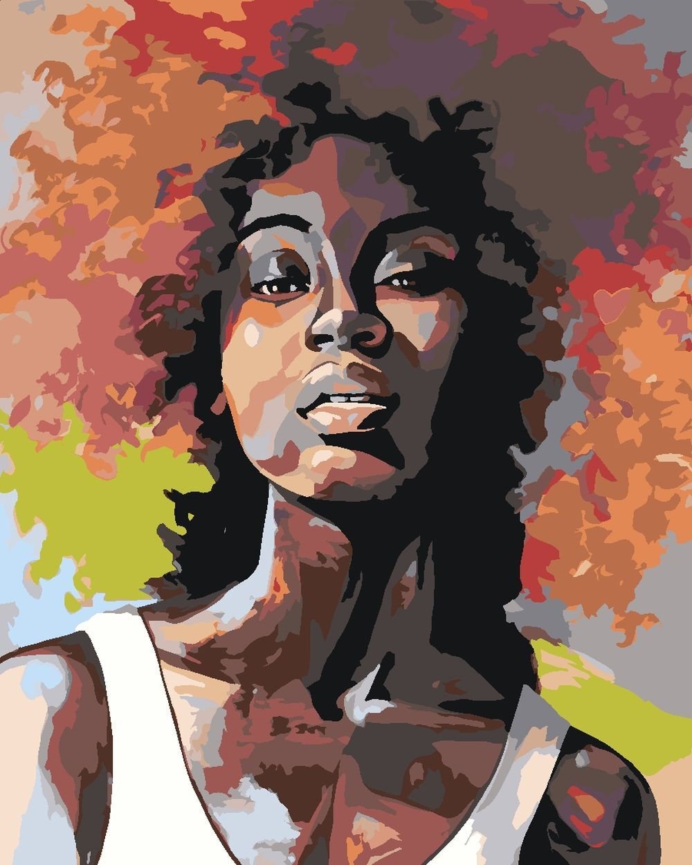 Картина негритянка. Декоративный портрет. Портрет африканки. Картина темнокожая девушка. Портрет в африканском стиле.