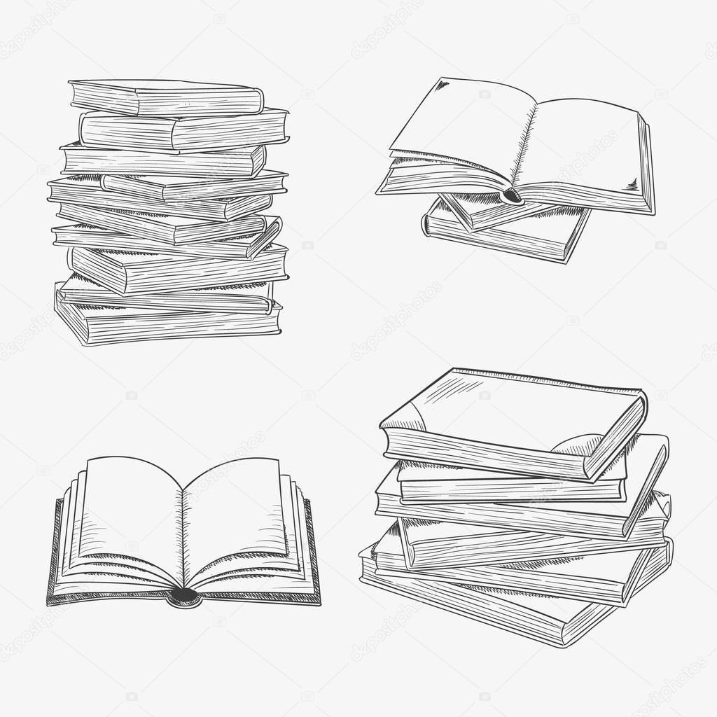 Маленькие рисунки книг. Книжные зарисовки. Книжка рисунок карандашом. Картинки книг для срисовки. Стопка книг.
