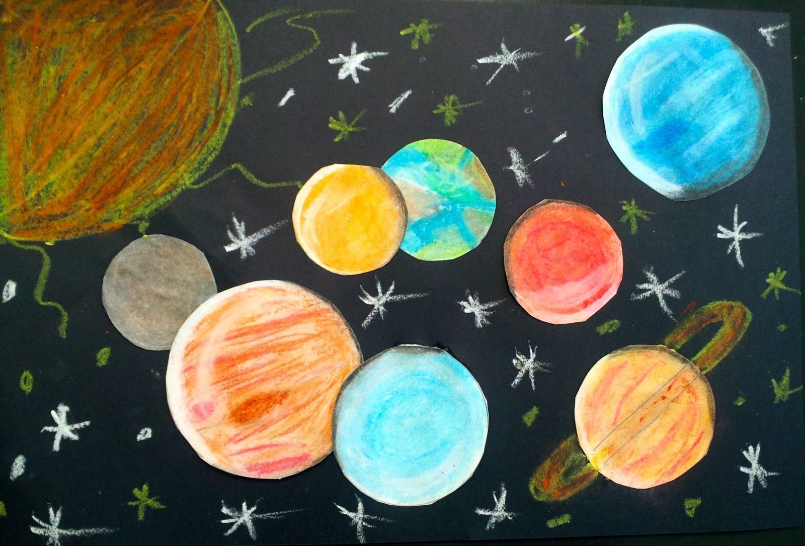 Как нарисовать космос с планетами