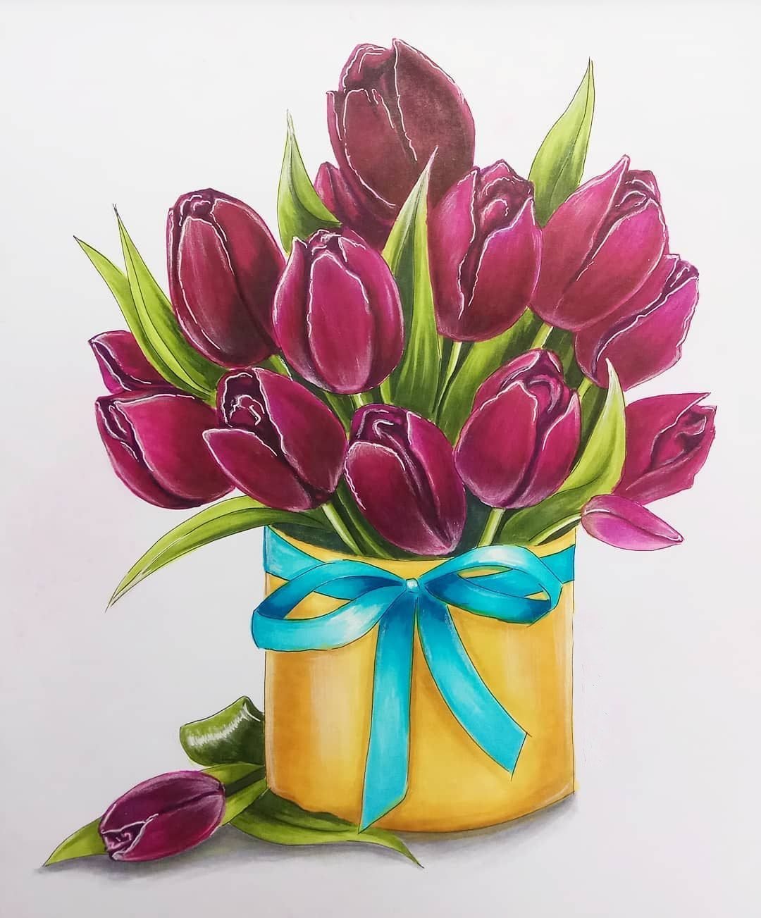 Раскраска букет тюльпанов в вазе распечатать
