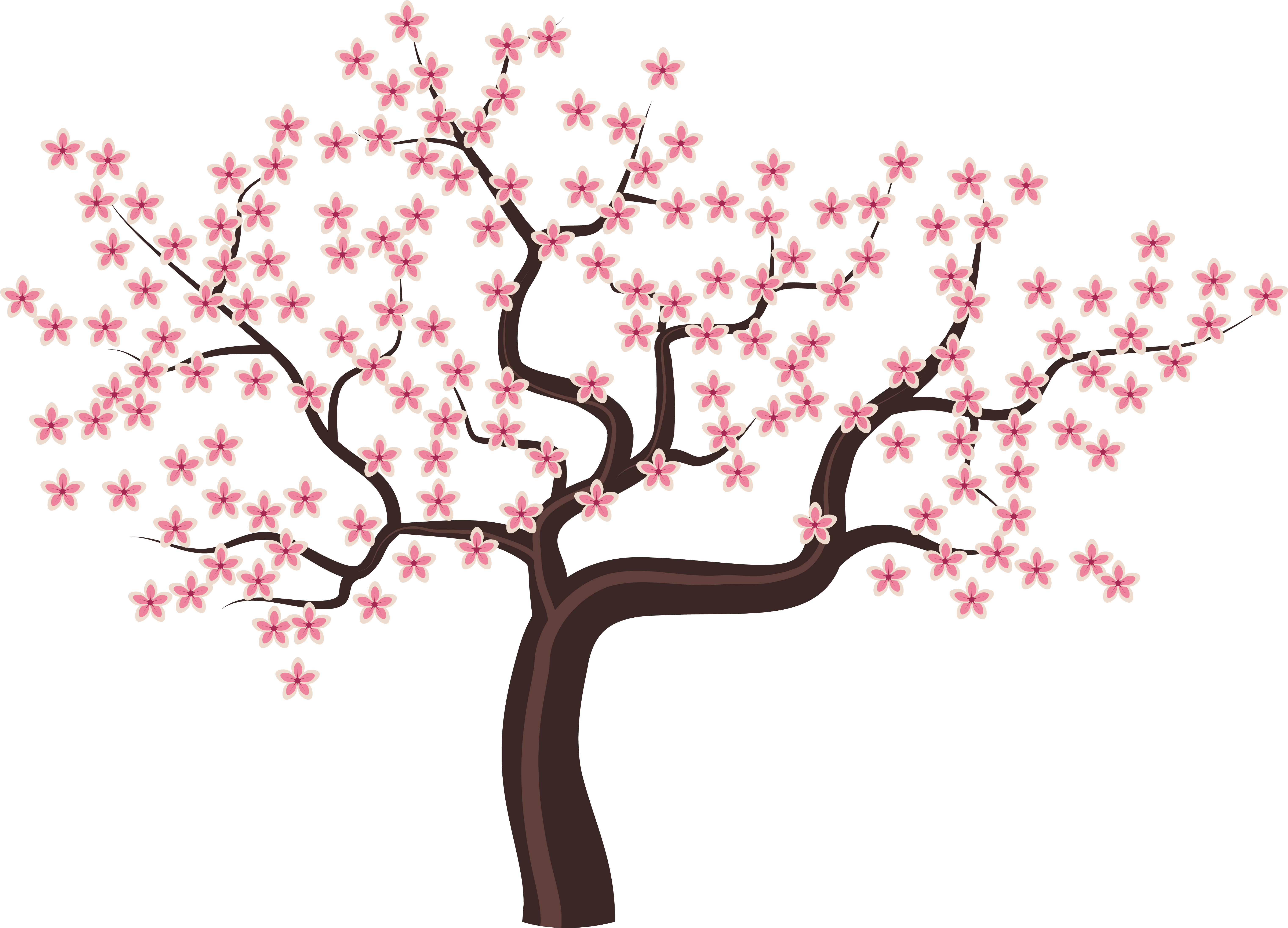 Розовое дерево без листьев. Цветущее дерево. Ветка дерева. Деревья мультяшные. Сакура рисунок.