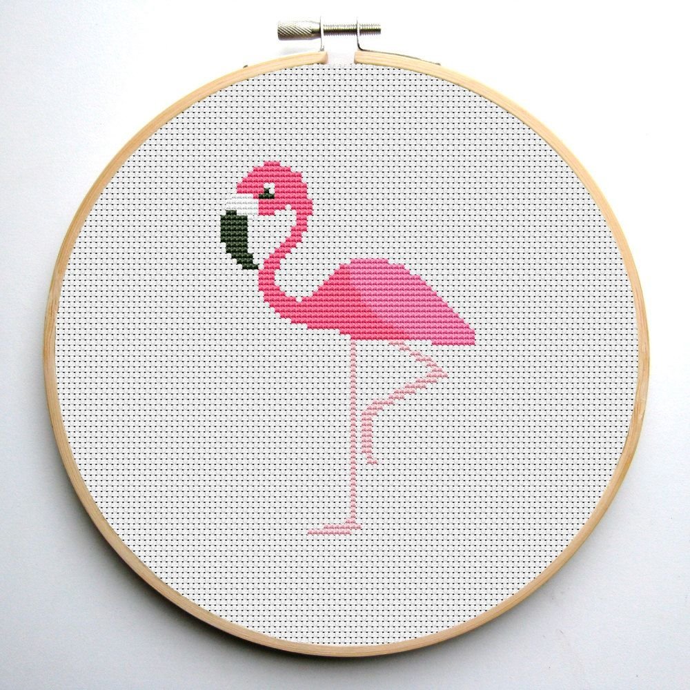Пдф в канва. Вышивание крестиком Фламинго. Вышивка Фламинго крестиком. Современная вышивка крестом. Легкие вышивки крестиком Фламинго.