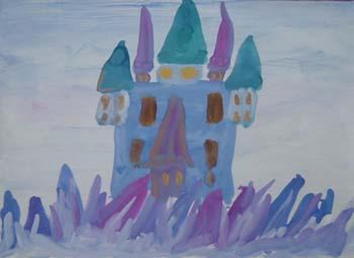 Рисование сказочный дворец. Замок снежной королевы в холодных тонах. Замок гуашью. Замок в холодных тонах 6 класс изо. Рисование замок снежной королевы.
