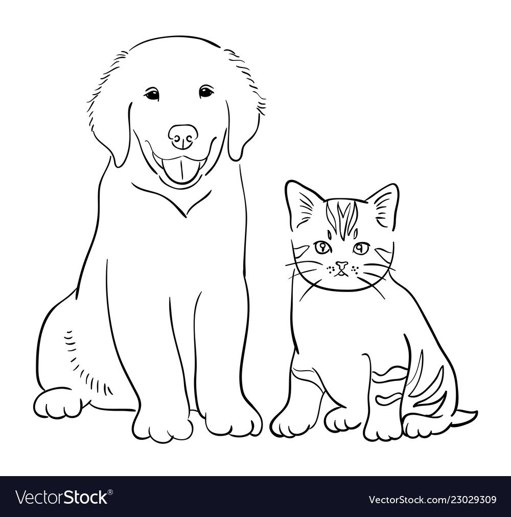 Кошка и собака раскраска - 74 фото