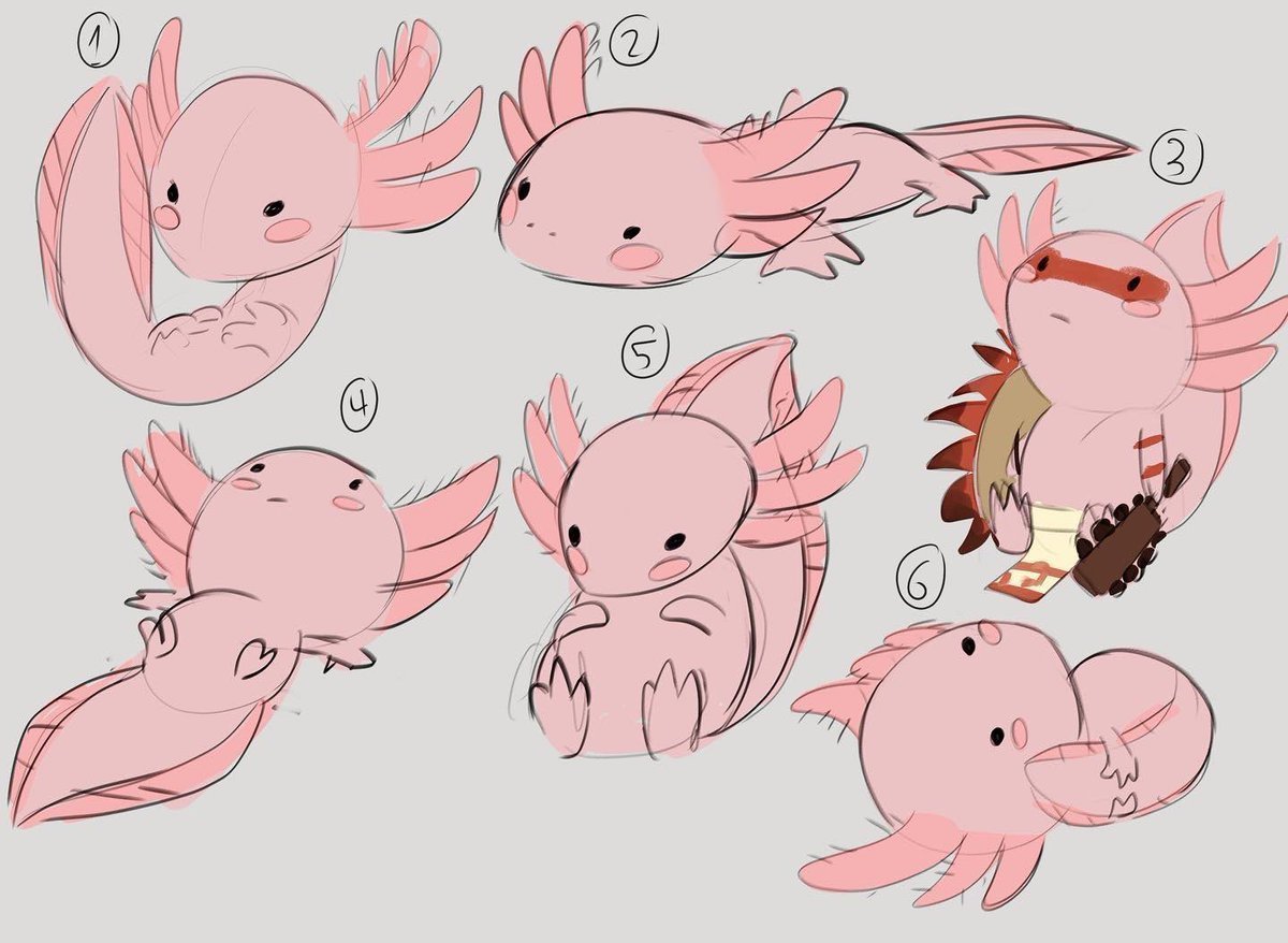 Аксолотль арт кавай