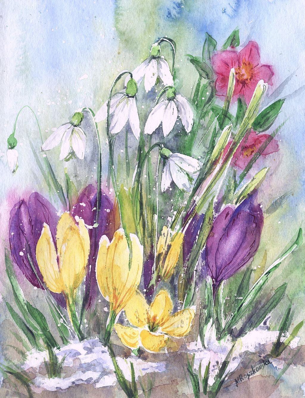 Maria Roszkowska Watercolor акварель цветы