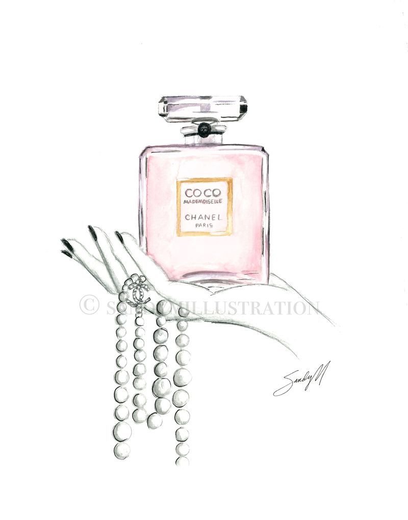 Флакон духов акварелью