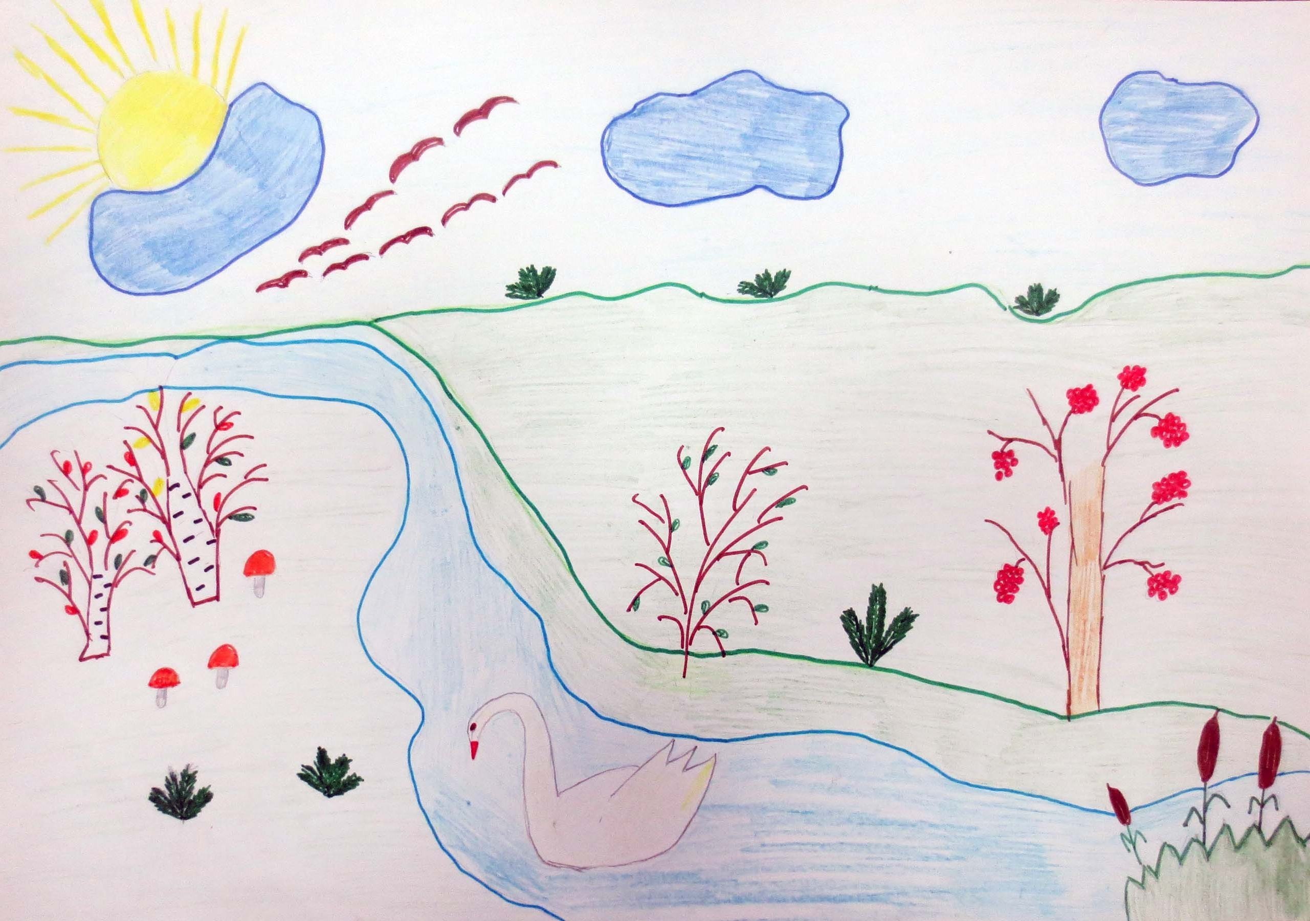Весенние рисунки карандашом легкие. Весенний пейзаж родного края. Детские рисунки природы. Детский рисунок природа.