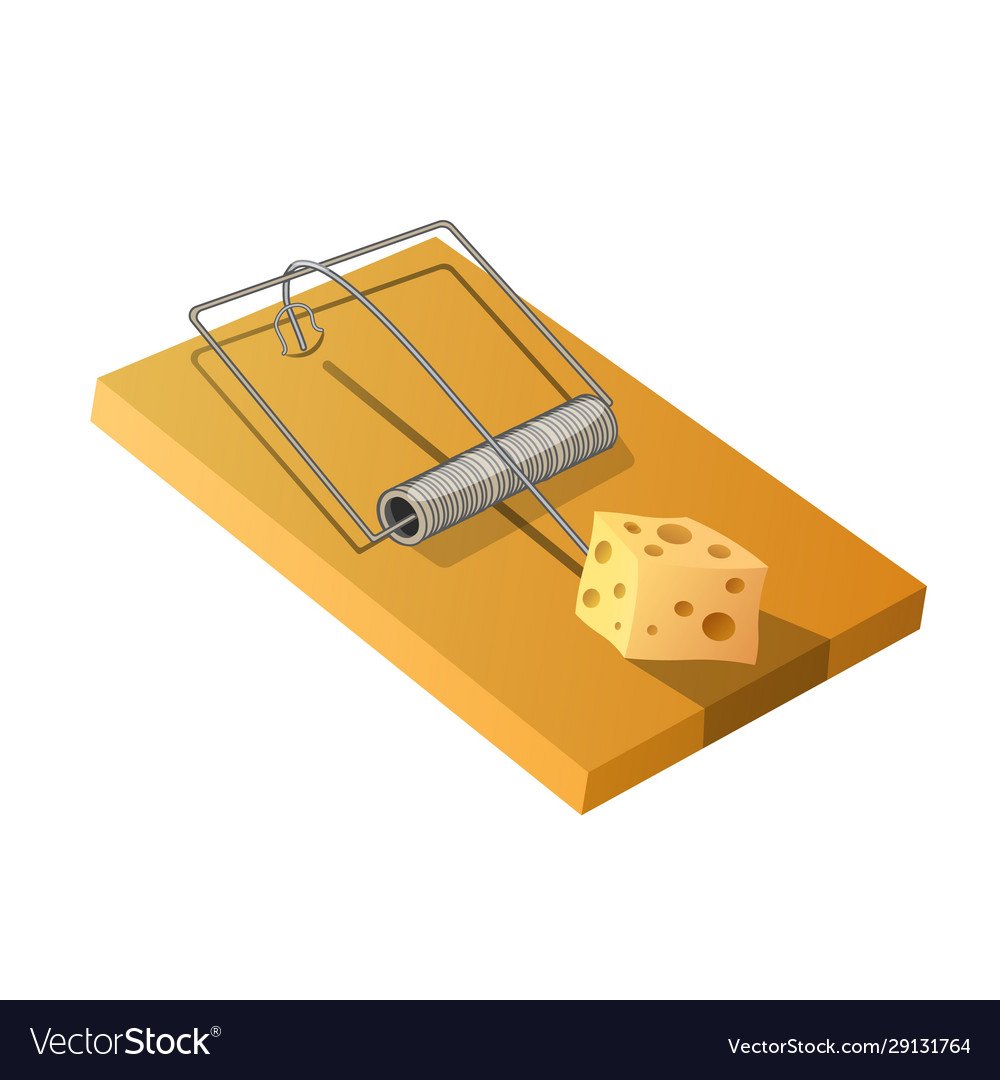 Мышеловка на белом фоне