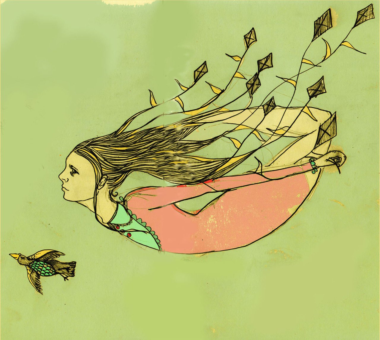 В голове иллюстрации как мы полетим. Девочка с птичкой. Полет рисунок. Девушка птица рисунок. Девушка с птицей картина.