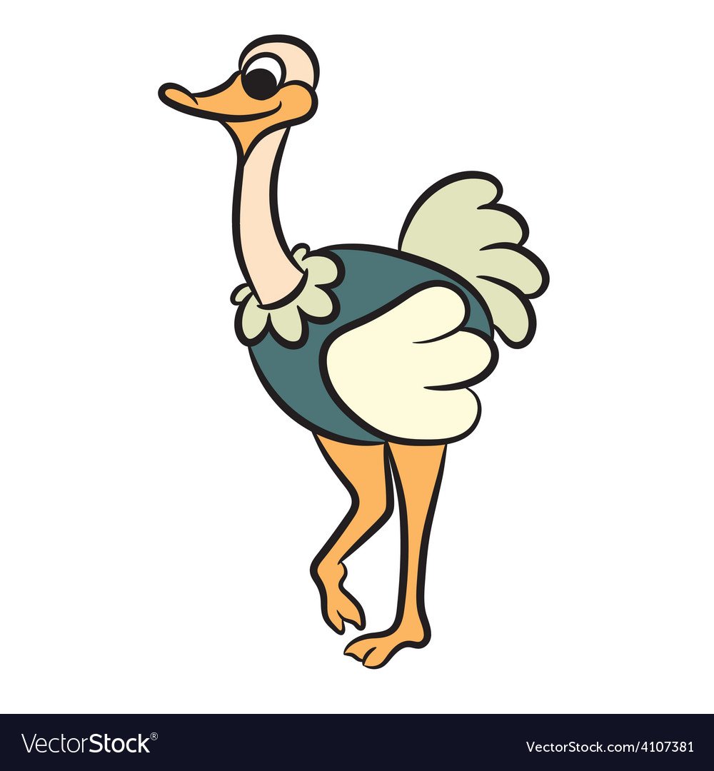 Удивленный страус из мультика