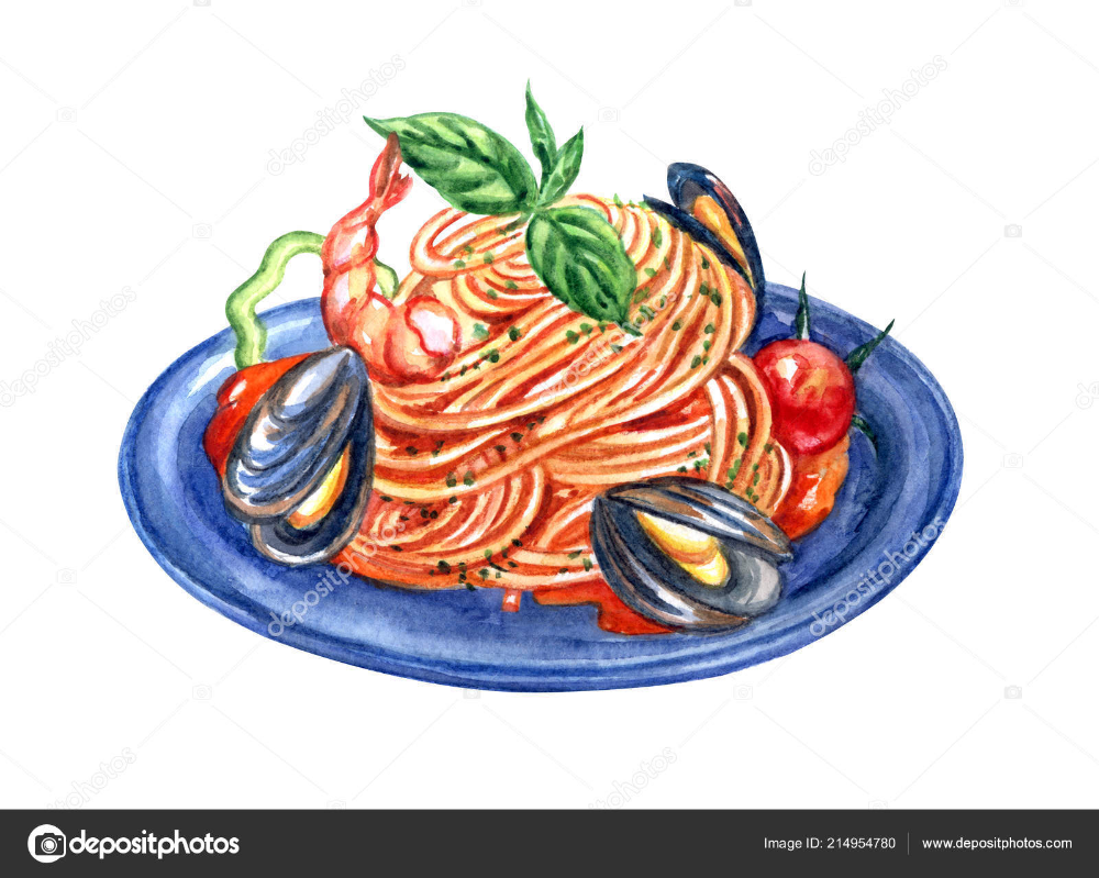 Рисунок спагетти на тарелке - 51 фото