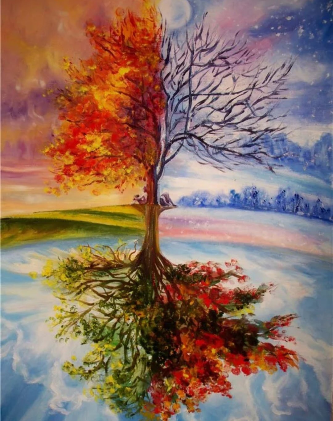 Картины 4 лет. Пейзаж по временам года. Красивое дерево красками. Рисование осеннее дерево. Осеннее дерево цветными карандашами.