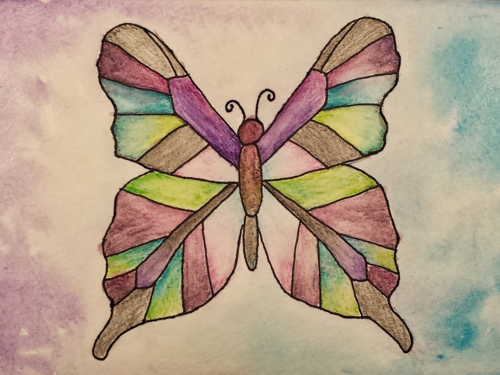 Бабочку в теплых оттенках нарисовать