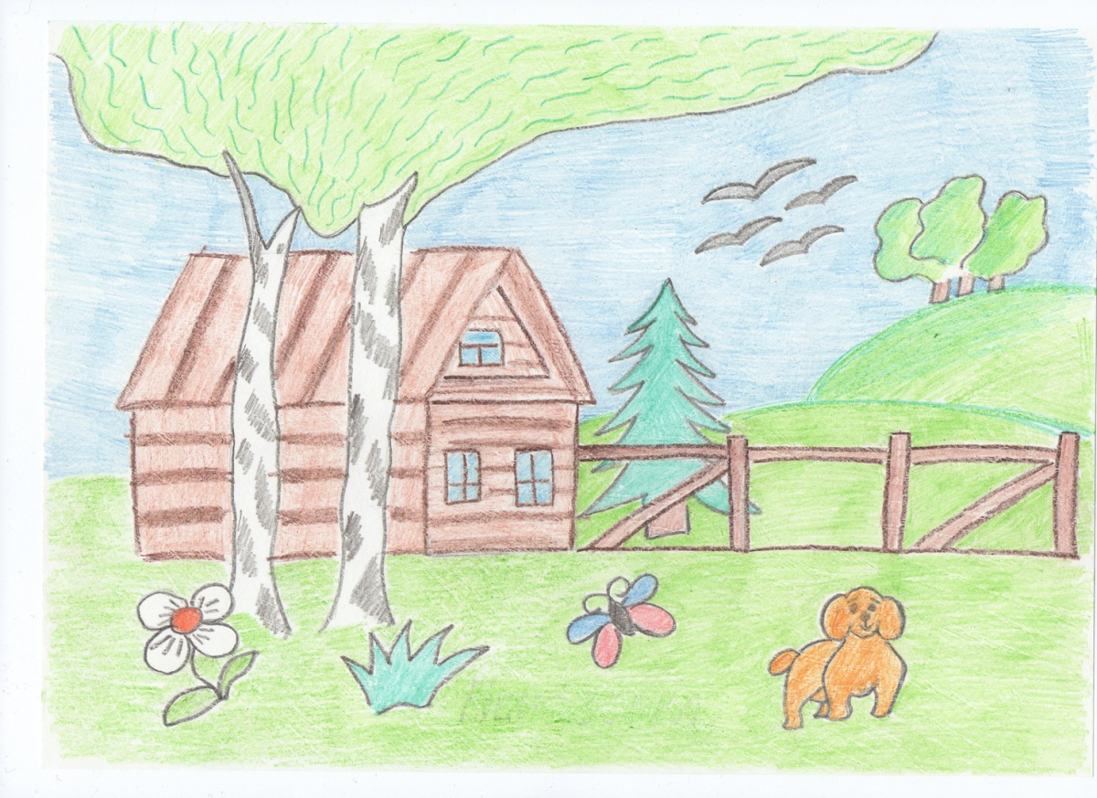 Что можно нарисовать 4 класс. Рисунок на тему моё село. Детские рисунки деревня. Рисунки на тему природа лёгкие. Родной край рисунок.