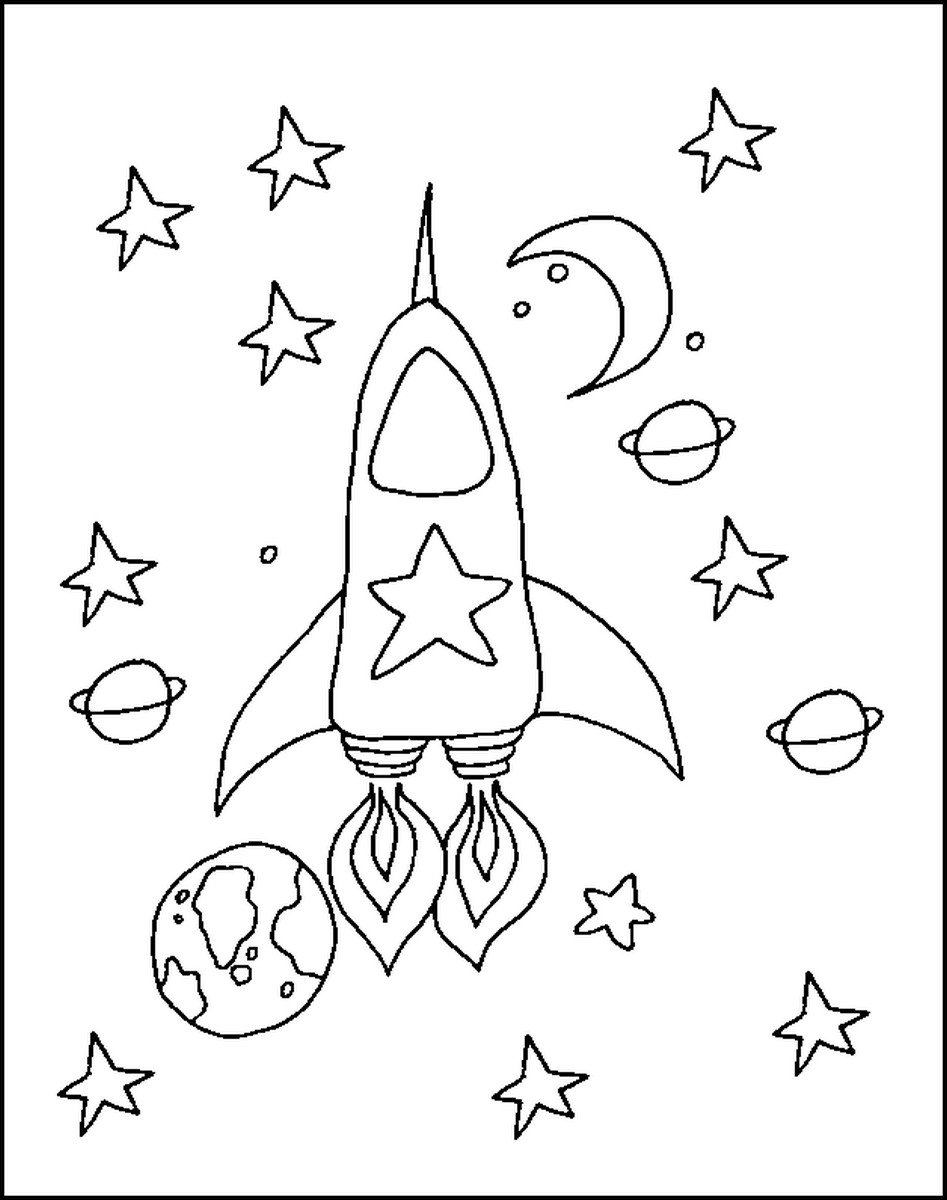 День космонавтики раскраска для малышей