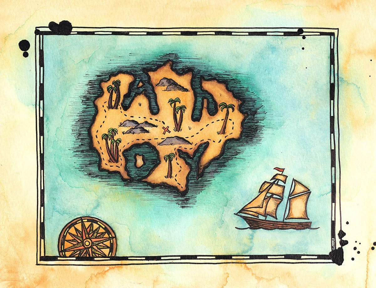 Пиратская карта острова сокровищ