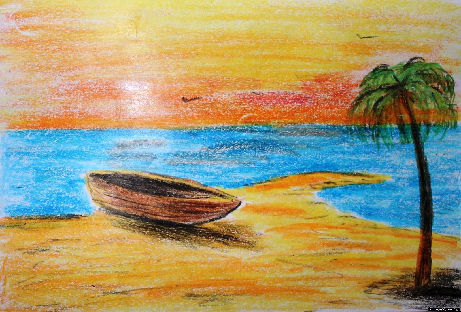 Как нарисовать море. Морской пейзаж цветными карандашами. Море цветными карандашами. Пейзажи масляными карандашами. Пейзаж цветными карандашами для начинающих.