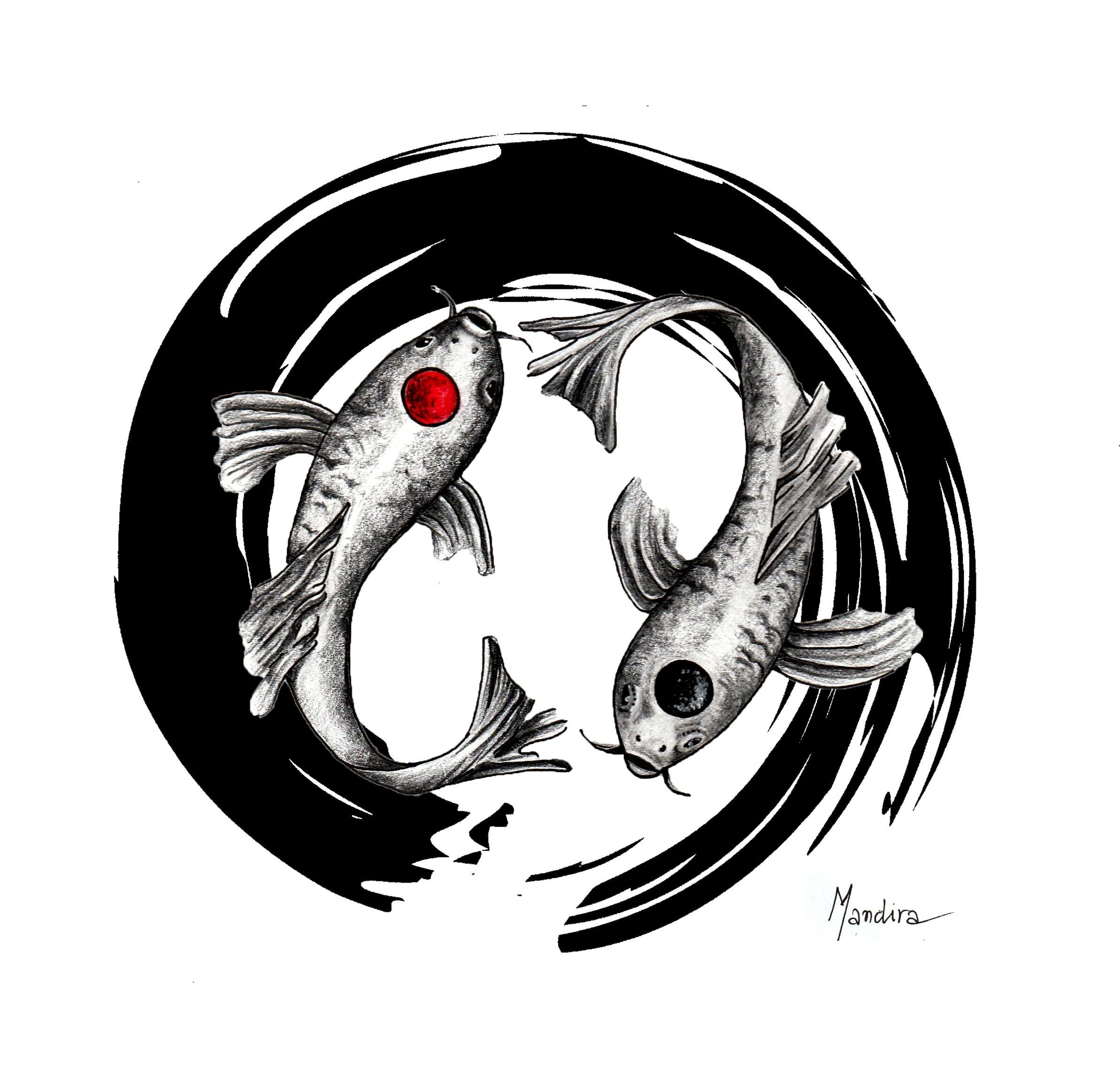 Знак зодиака рыба год дракона. Китайские рыбки Инь Янь. Японские рыбки Инь Янь. Японские карпы Инь Янь. Тату рыбки Инь Янь.