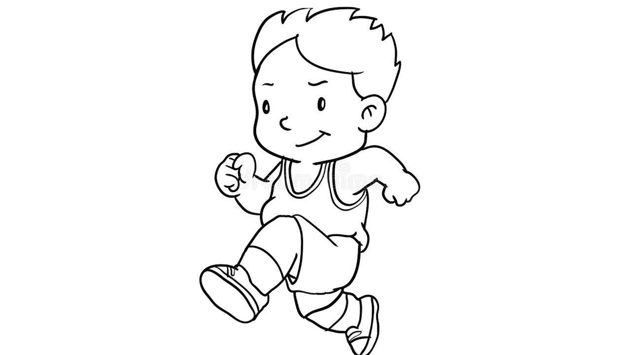Мальчик бежит раскраска