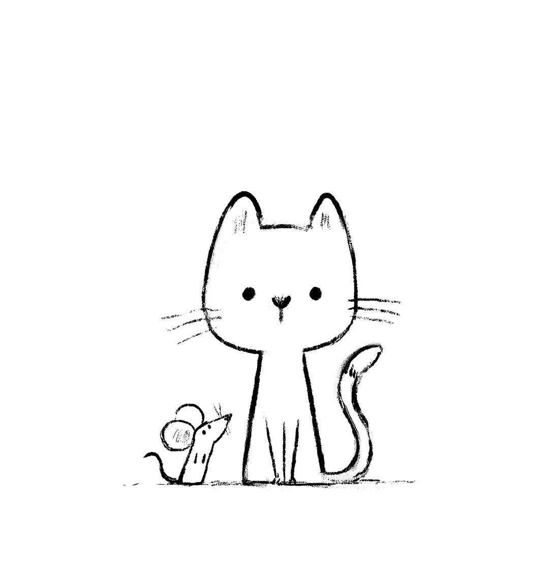 Милый котик рисунок карандашом легкий. Простые рисунки для срисовки. Рисунок кошки для срисовки. Маленькие рисунки. Маленькие рисунки для срисовки.