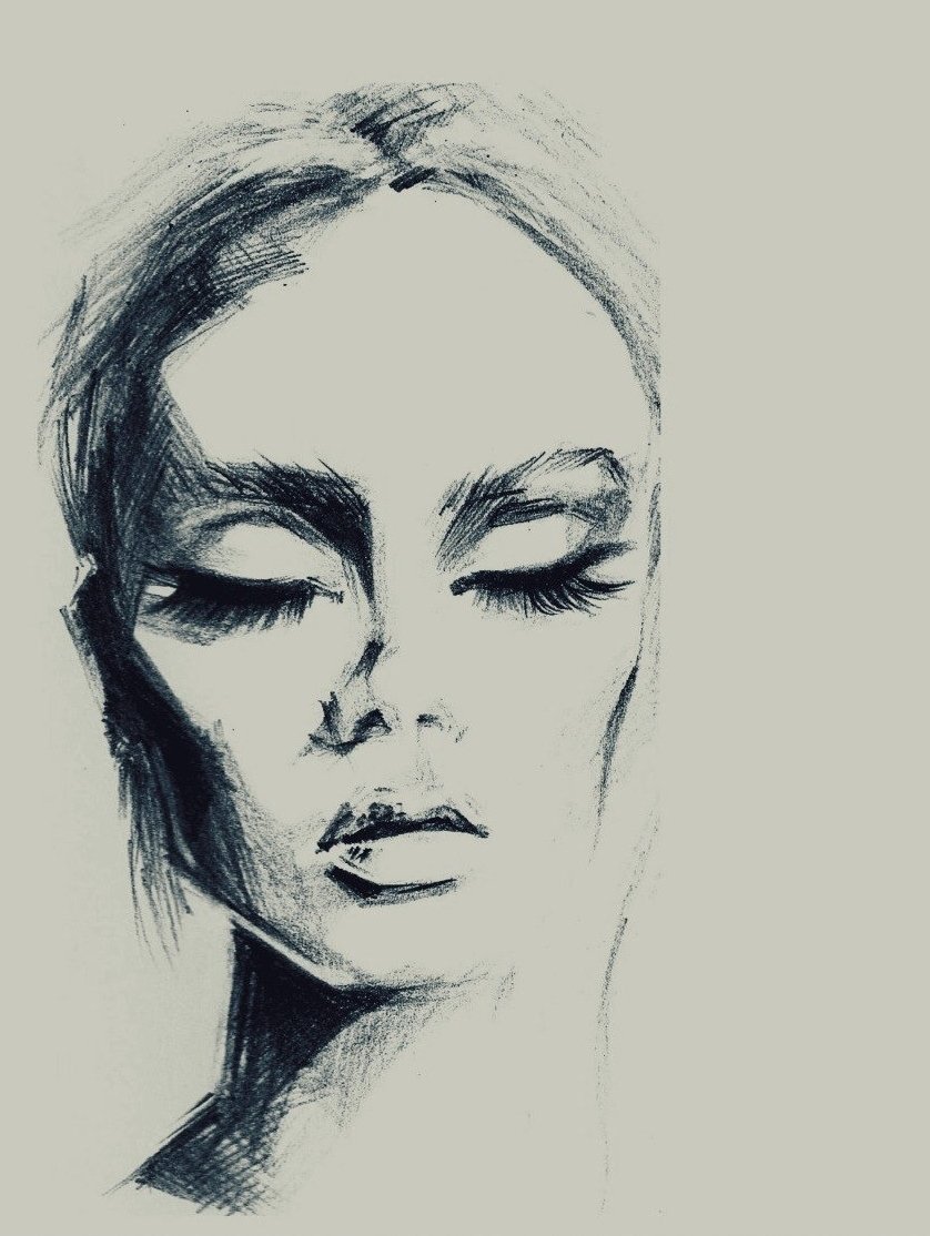 Девушка карандашом