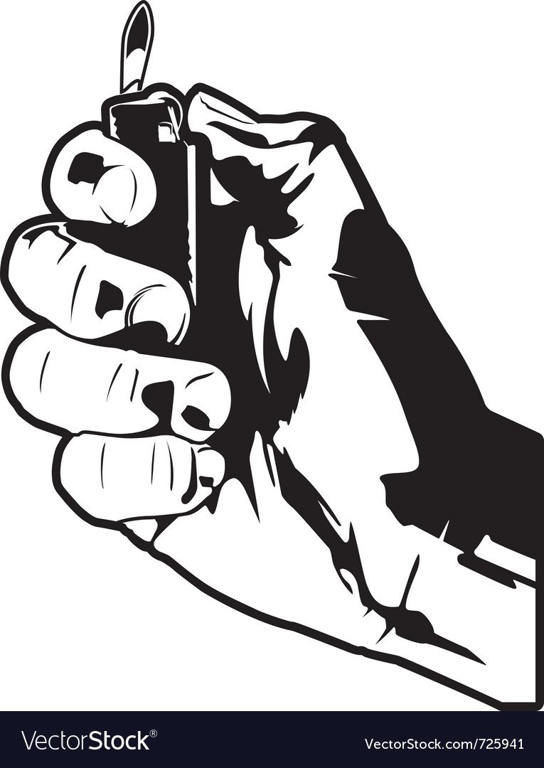 Нарисованная рука с зажигалкой