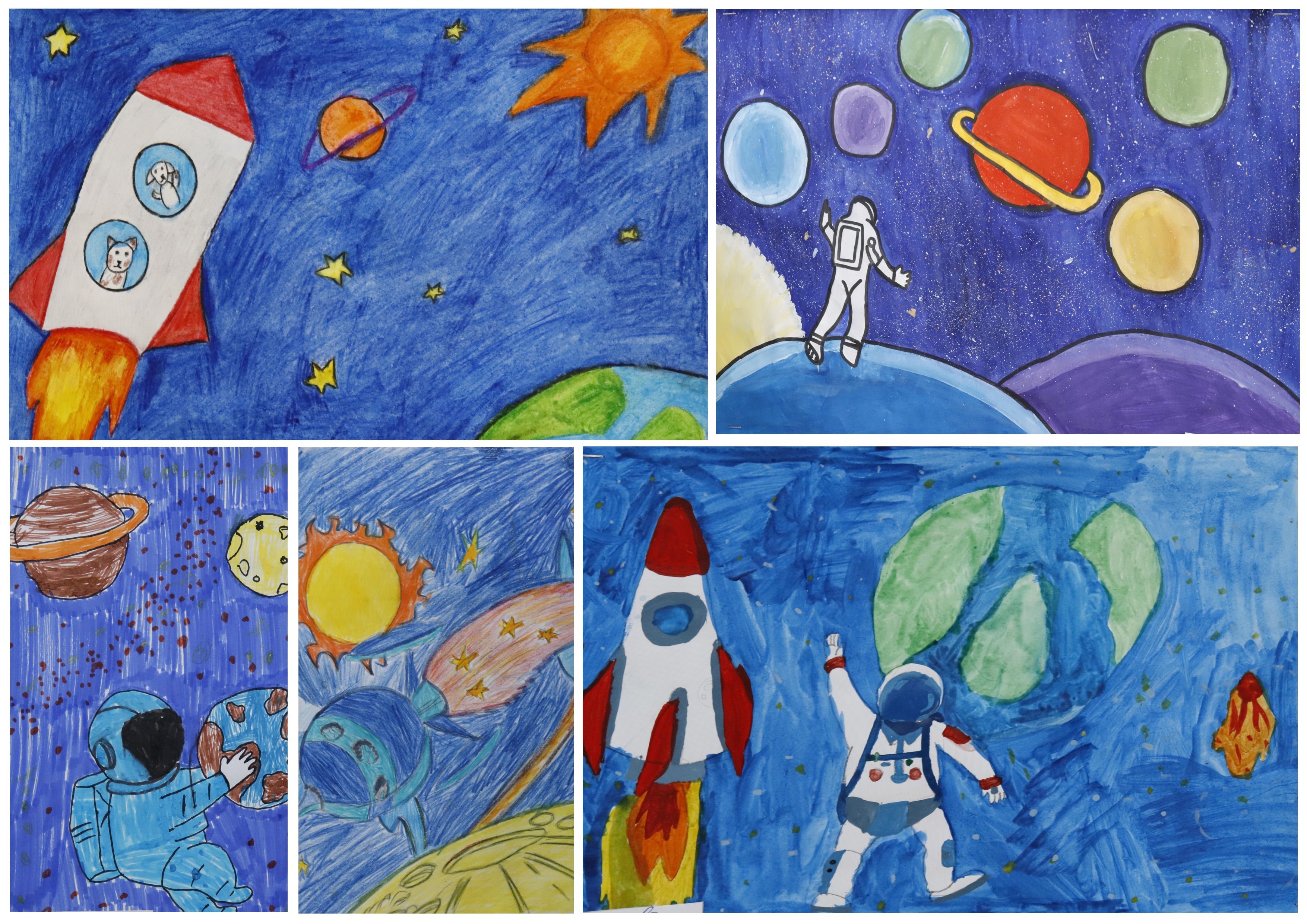 Конкурс детских рисунков ко дню космонавтики. Рисунок ко Дню космонавтики. Детские рисунки ко Дню космонавтики. Конкурс рисунков ко Дню космонавтики. Рисунок ко Дню космонавтики 1 класс.