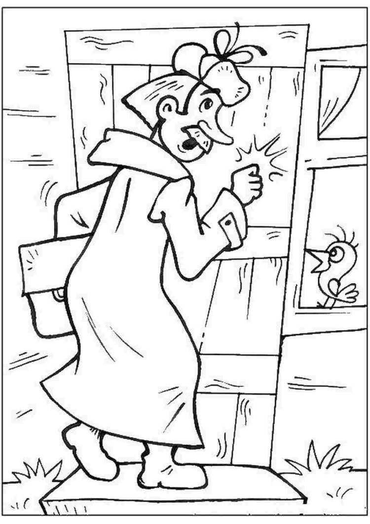 Трое из Простоквашино раскраска для детей