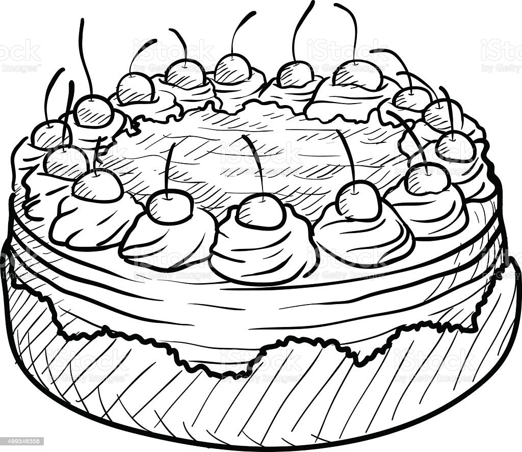 Тортик с ягодами раскраска