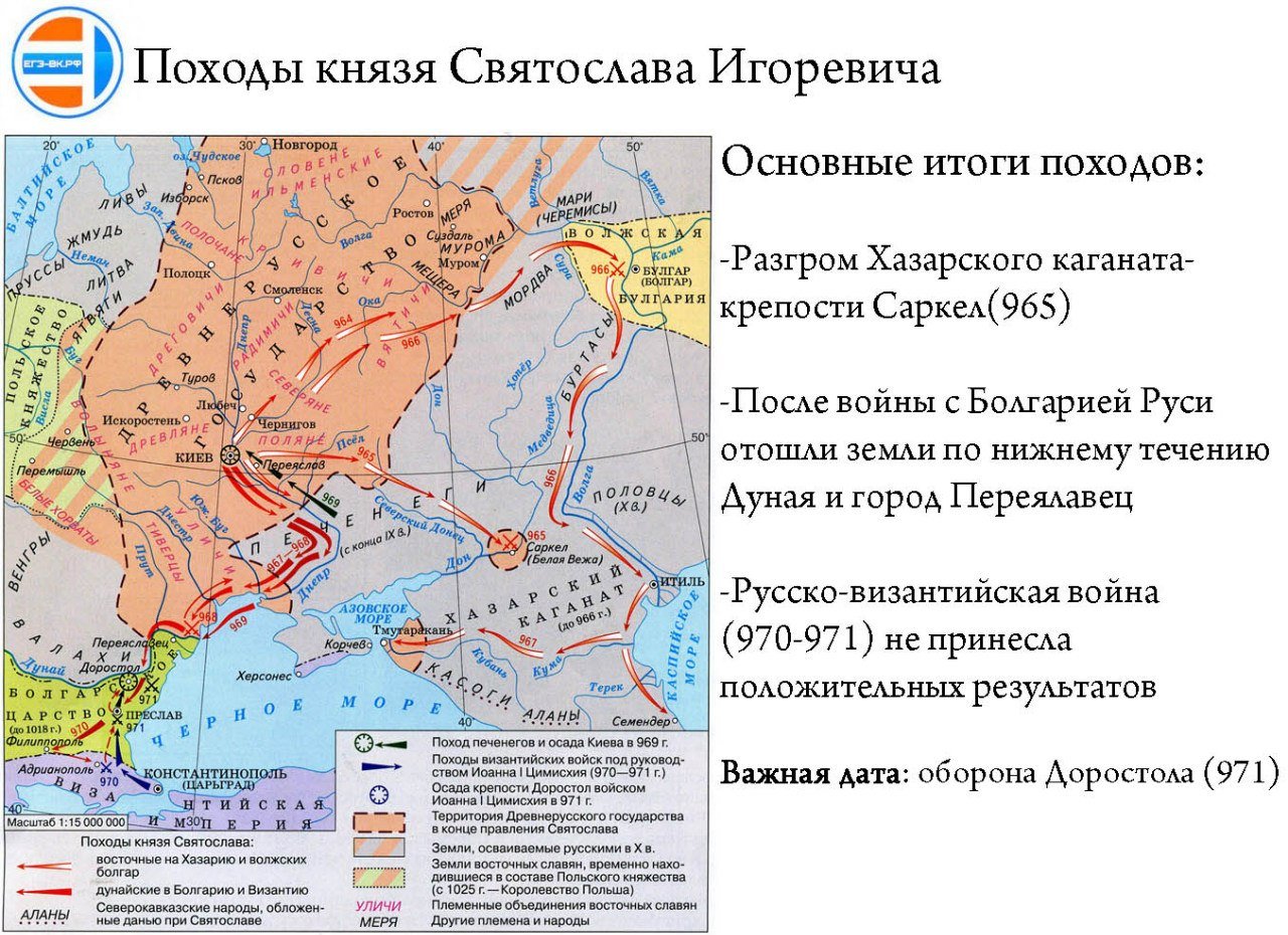 Контурные карты походы киевских князей