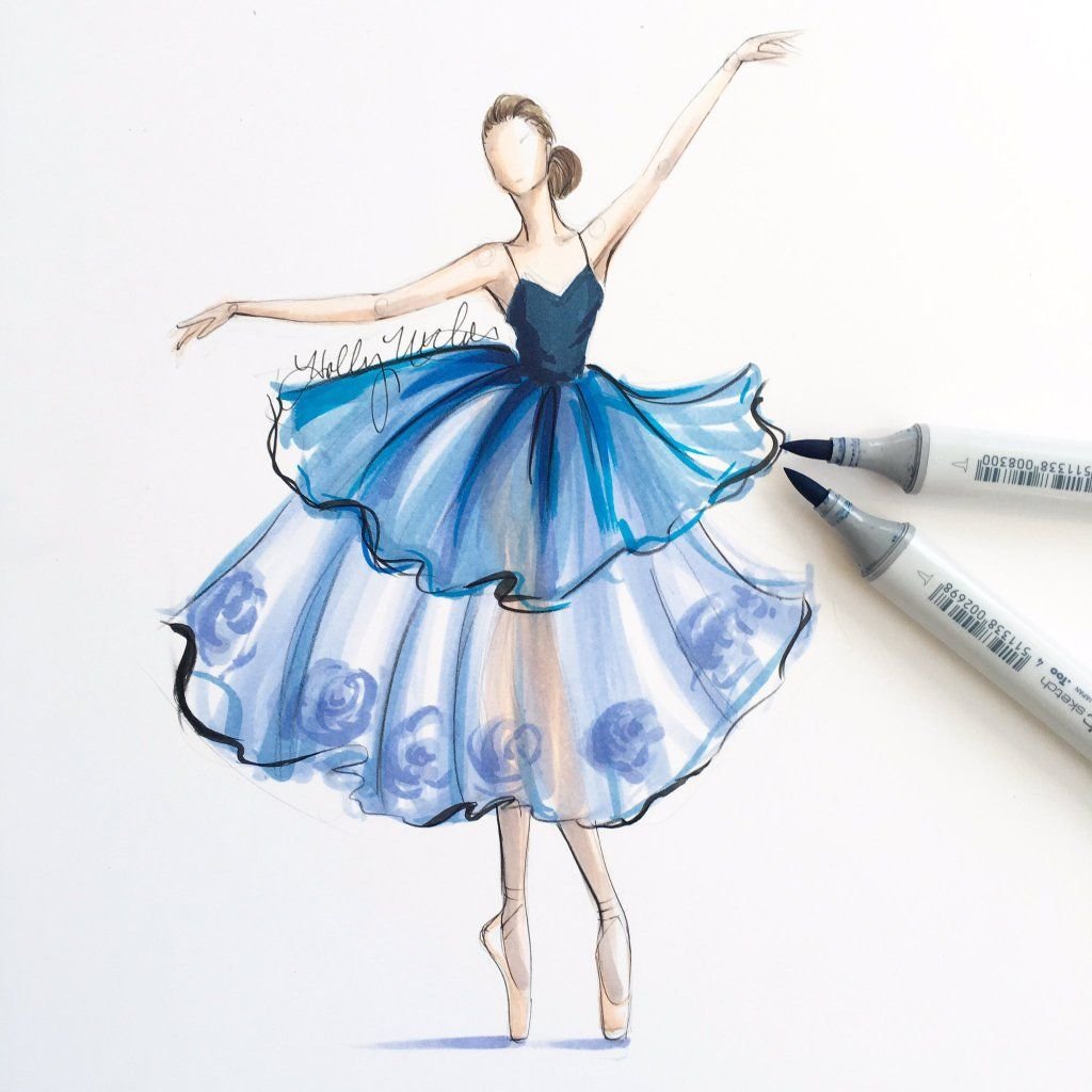 Балерина скетч маркерами