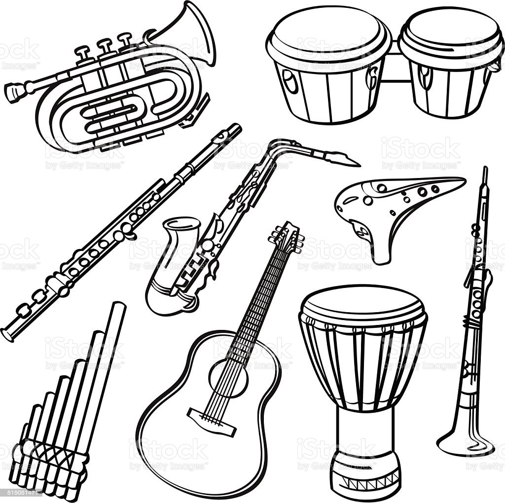 Музыкальные инструменты струнные раскраска - 66 фото