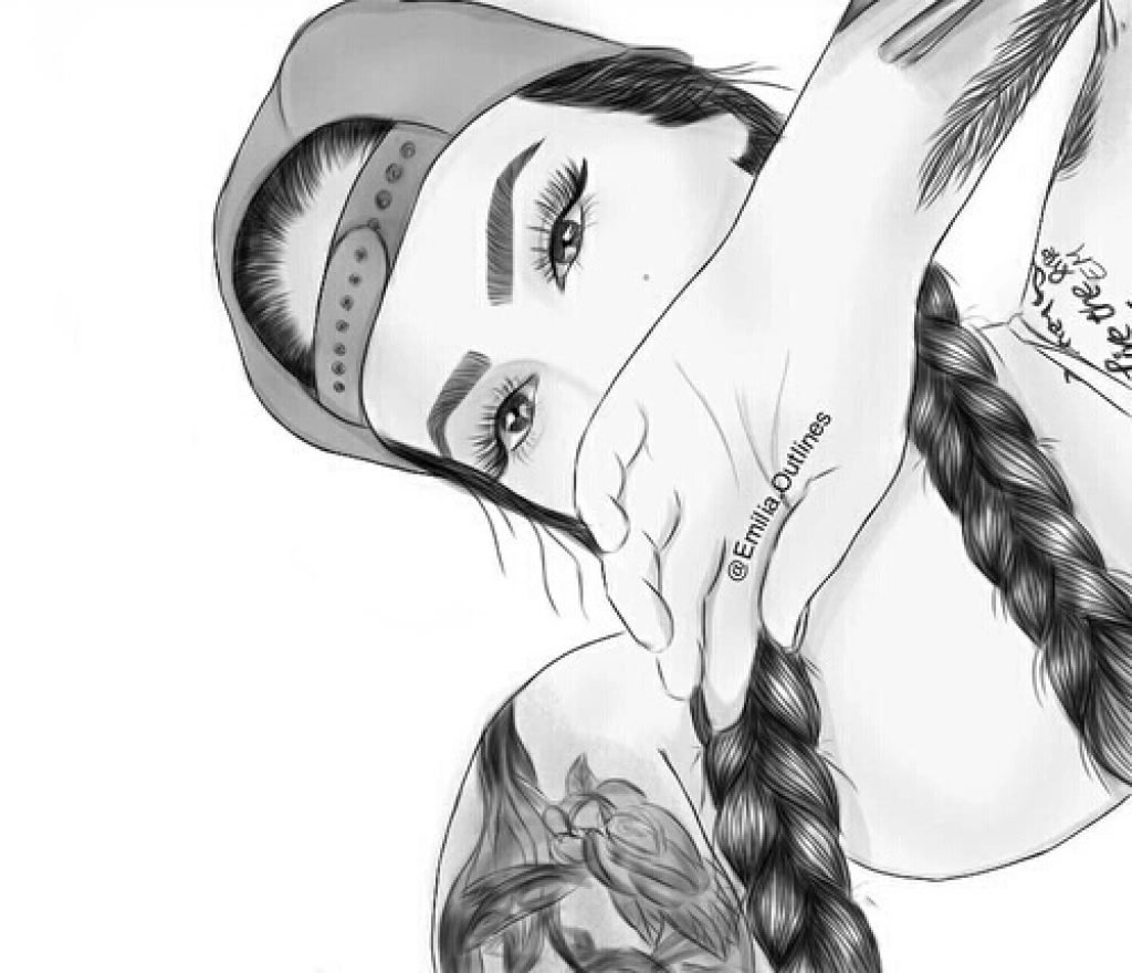 Девушка с косичками рисунок