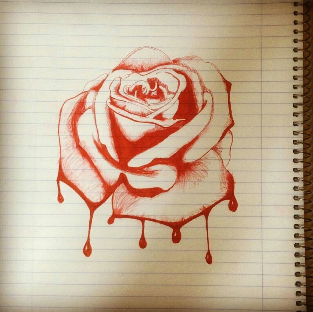 Роза в тетради ручкой