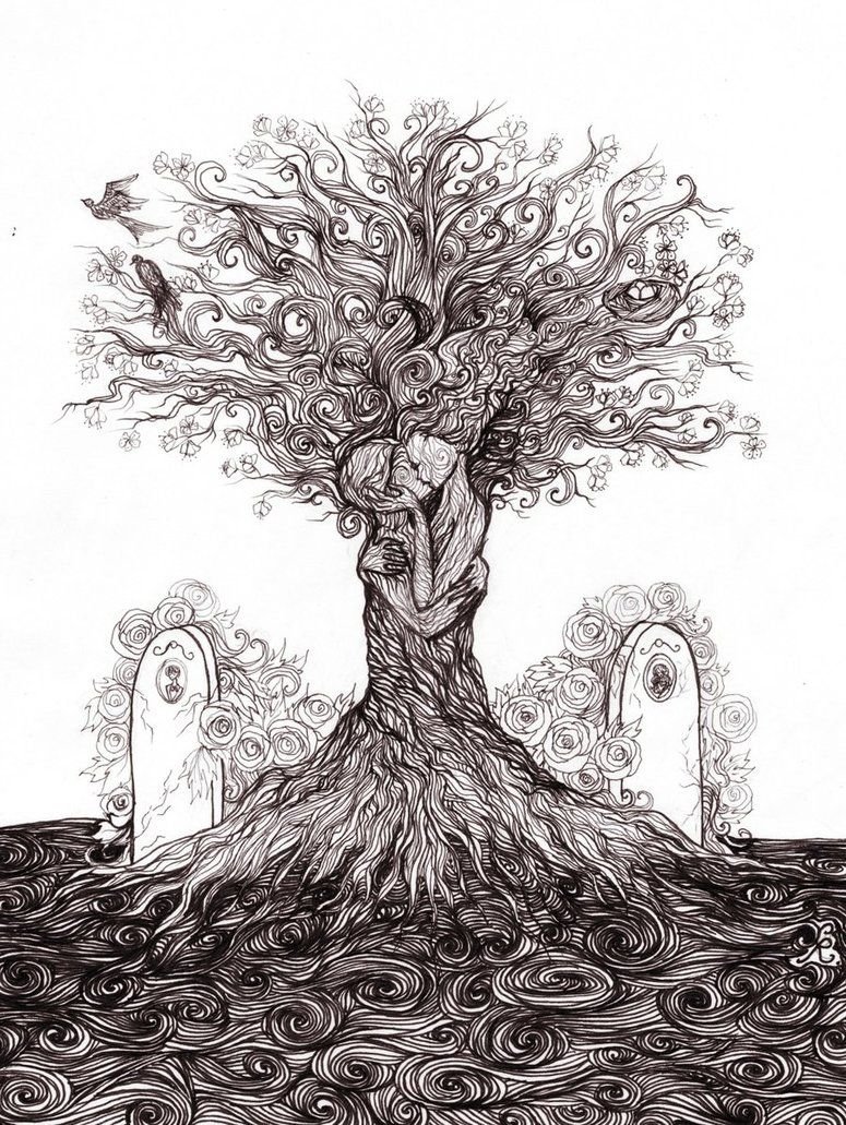 Дерево арт карандашом