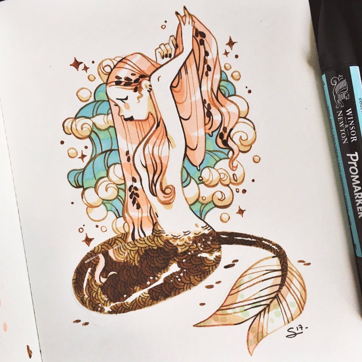 Русалка в скетчбук